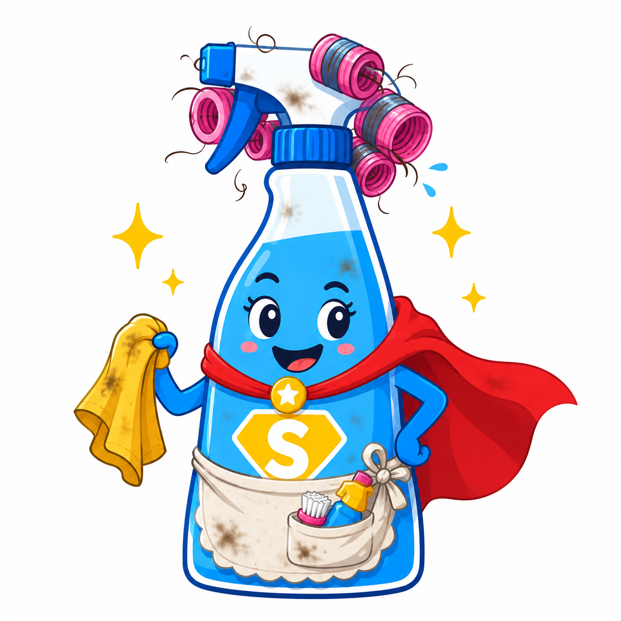 Super Cleaning Lady looking a little disheveled after battling household chaos